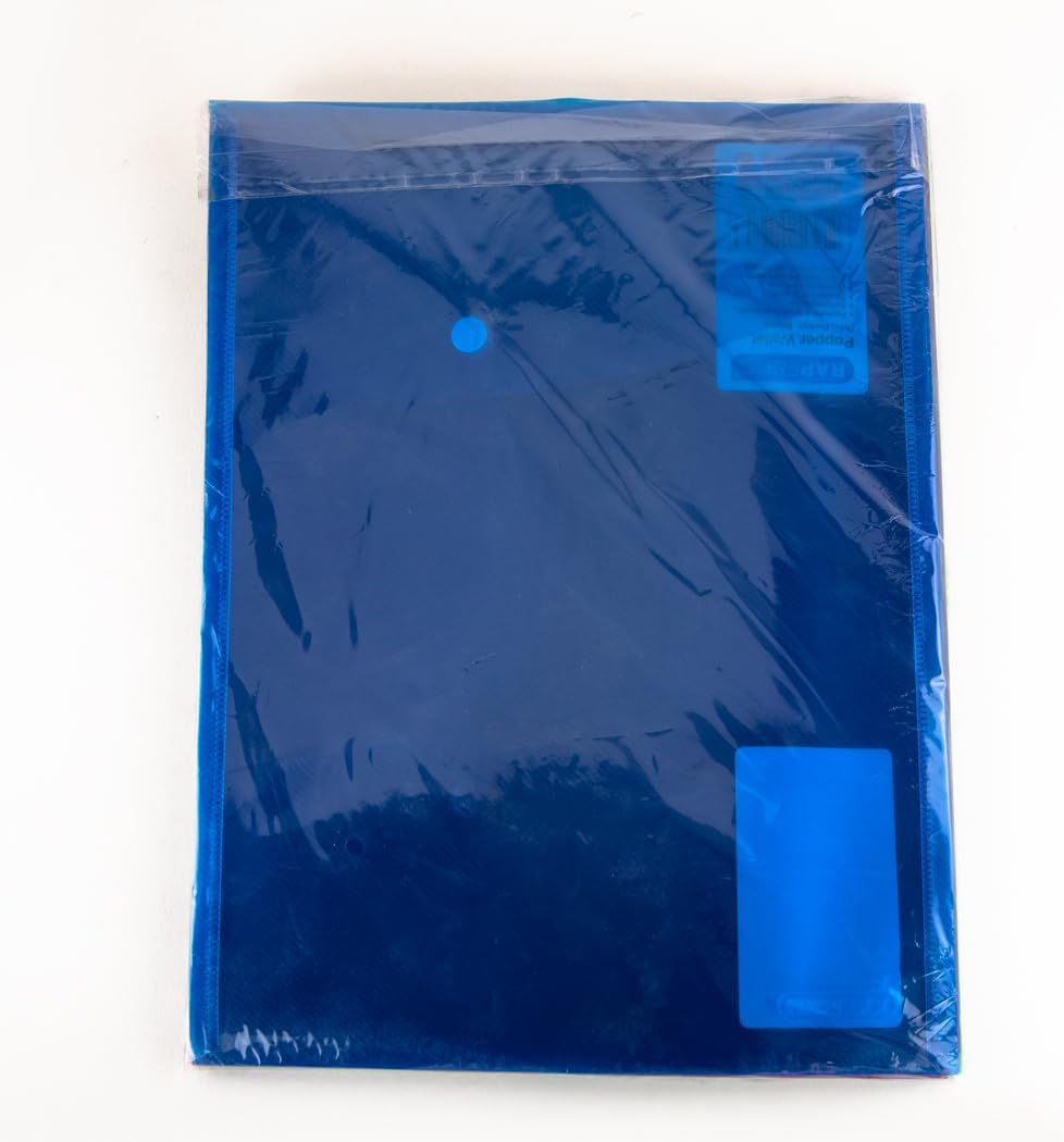 Rapesco 0698 Portrait Popper Wallet, A4+, Bright Transparent Colours, Pack of 5