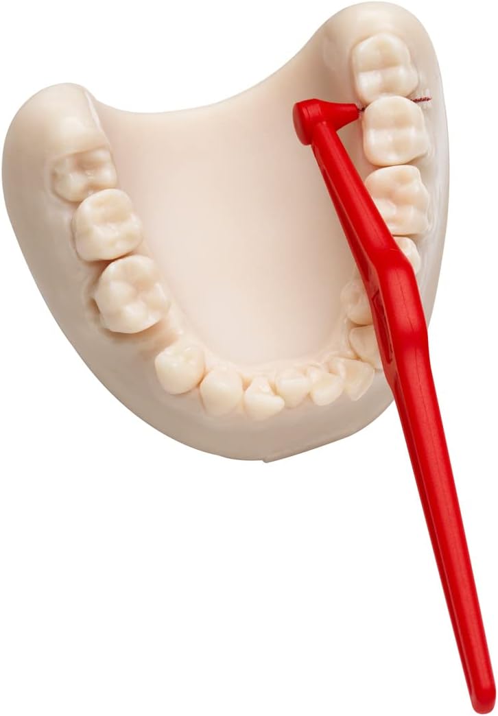 TePe Interdental Brush Angle, Red, 0.5mm/ISO 2, 6pcs, Interspace Cleaning, Plaque Remover for Teeth with Narrow Gaps, ensures Strong Gums and Teeth