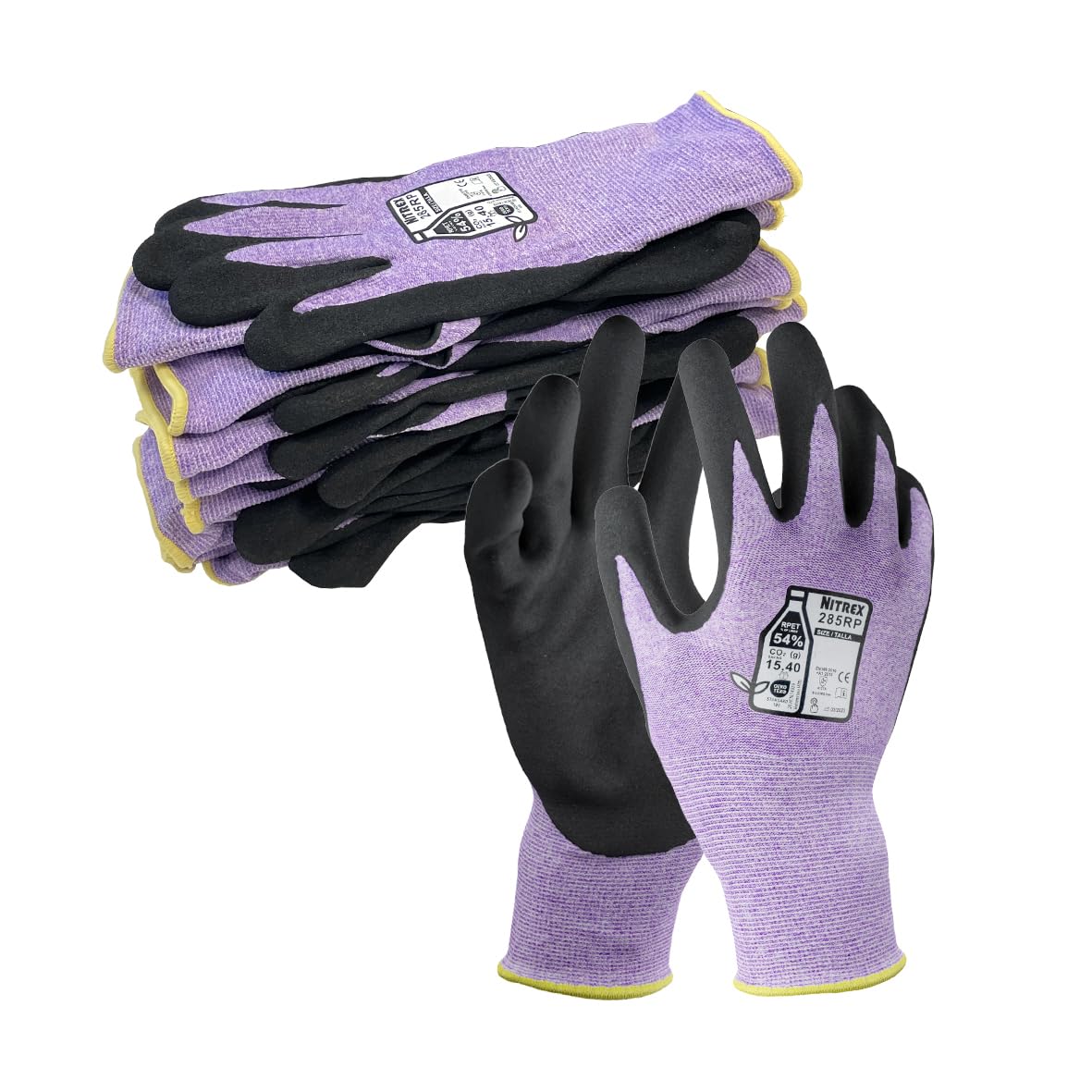NITREX 285RP 5 Pairs of Work Safety Gloves with NitreGrip® Technology, Sandy Nitrile Palm Coated, Touchscreen Gloves, Size 6, Extra Small