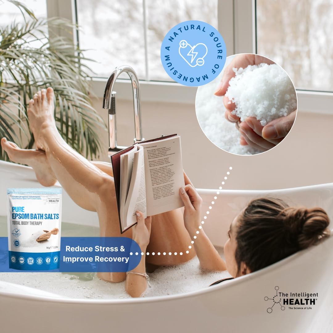 The Intelligent Health Pure Epsom Salts | Magnesium Sulphate Bath Salt, Herbal (1 kg (Pack of 1))