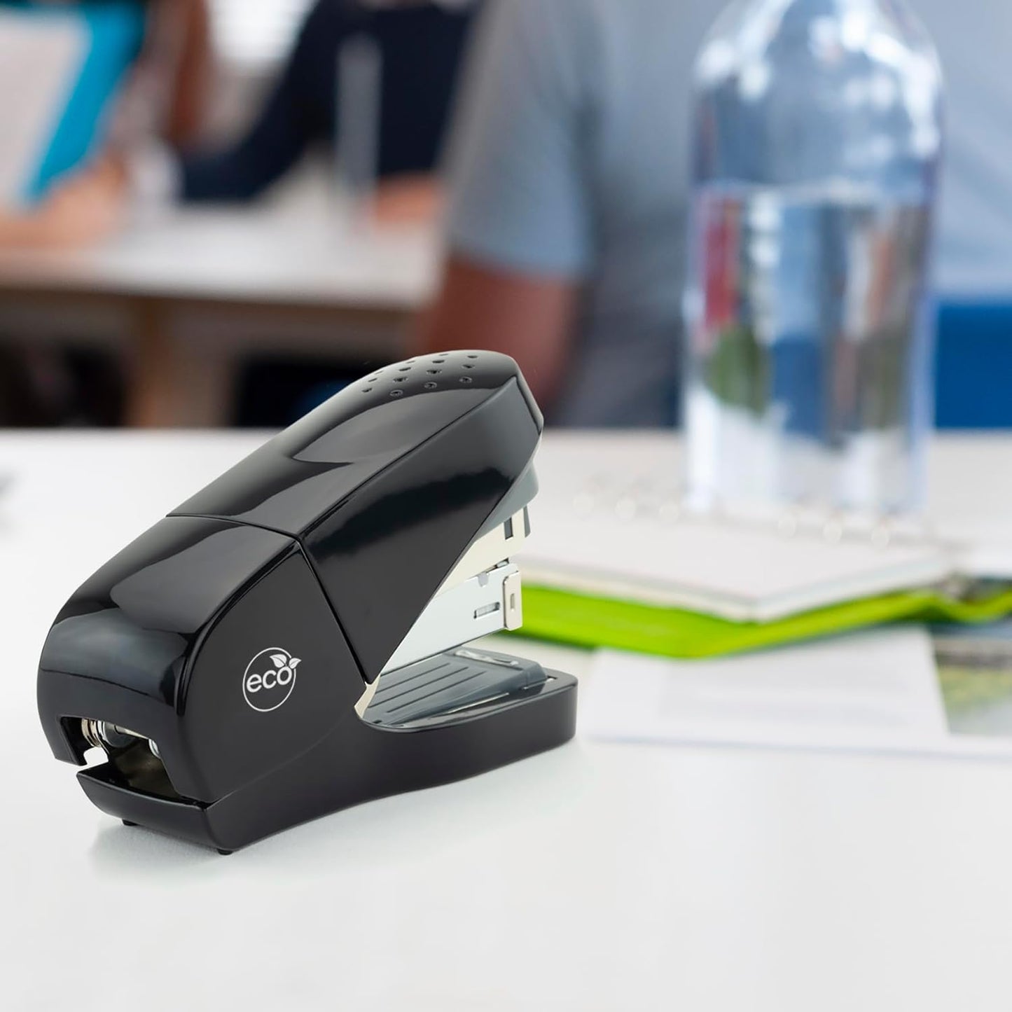 Rapesco 1688 ECO Less Effort Flat Clinch Stapler with 2000 Type 24/6mm Staples, 35 Sheet Capacity, Black