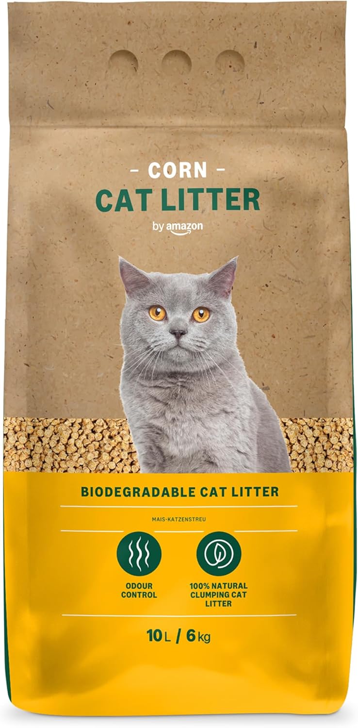 Amazon Clumping Corn Cat Litter, Unscented, 10 L (Pack of 1) (Previously a Lifelong brand, same product)