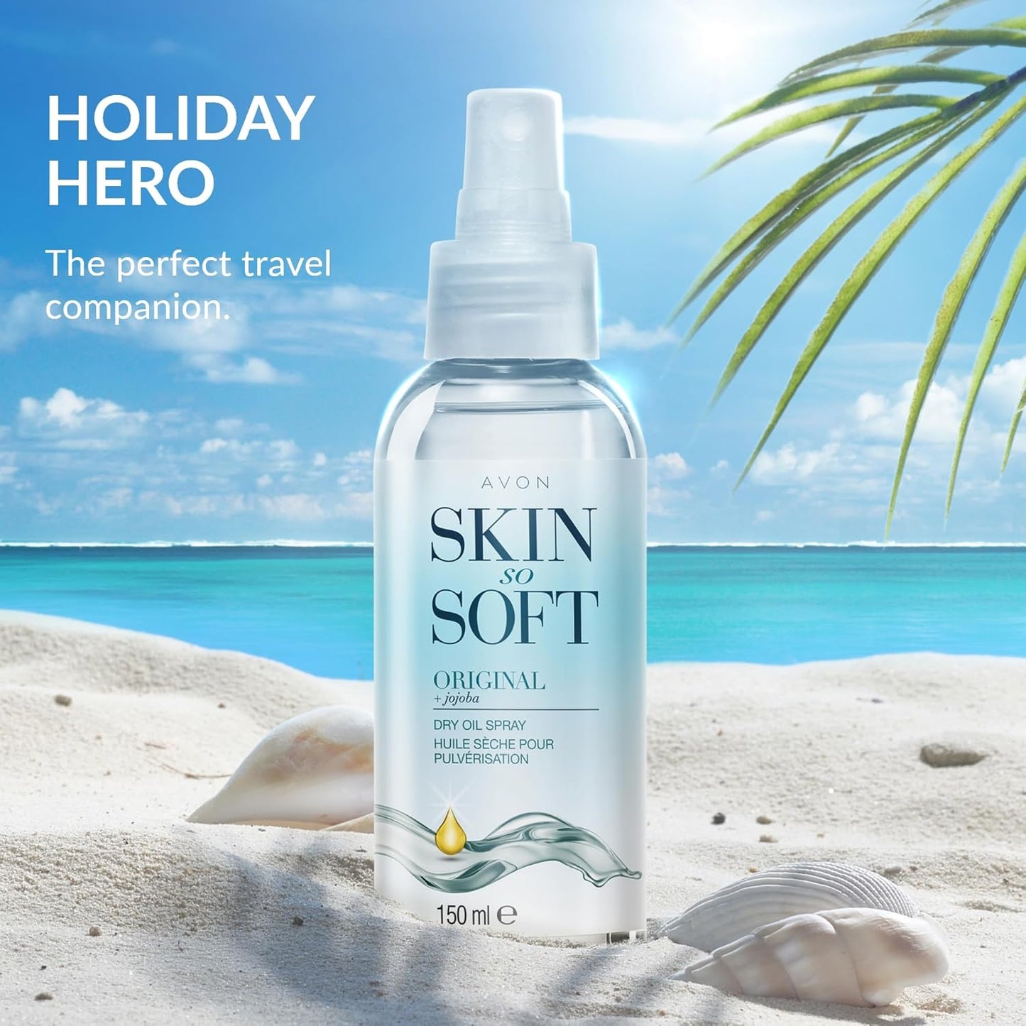 Avon Skin So Soft Dry Oil Spray 150ml | Locks in Moisture | Formulated with Jojoba Oil and Vitamin E | Quick Dry Formula | Cruelty Free,Clear