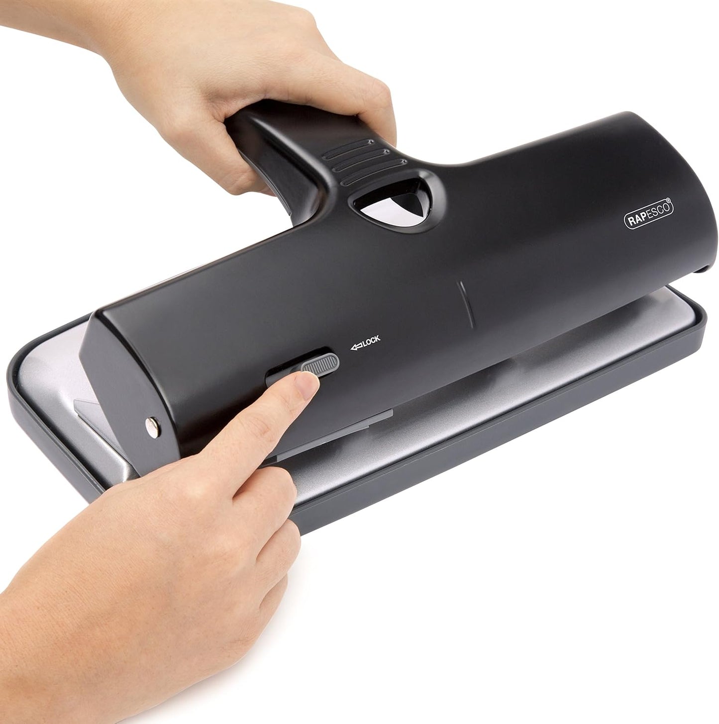 Rapesco 1293 Heavy Duty ALU 40 Metal 4-Hole Punch, 40 Sheet Capacity, Black