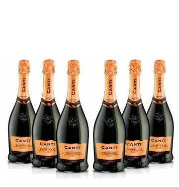 Canti - Prosecco D.O.C. Millesimato, Extra Dry Wine 11%, Italian Glera Grape Variety from Veneto, Fruity and Floral Taste, 6x750 ml