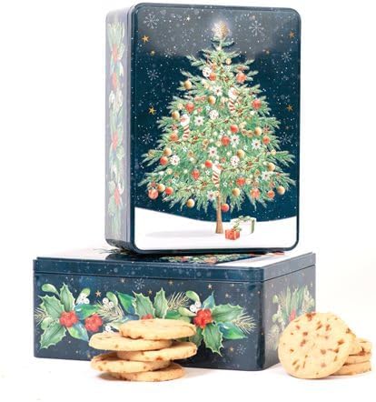 Farmhouse Luxury Salted Caramel Biscuits in Christmas Tree Retangle Gift Tin - 400 Grams, Perfect for Gifting | Merry Christmas Biscuits | Mothers day, Fathers Day, Christmas Day, All Occassions