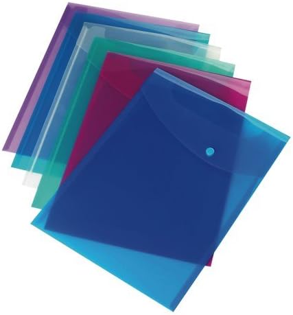 Rapesco 0698 Portrait Popper Wallet, A4+, Bright Transparent Colours, Pack of 5