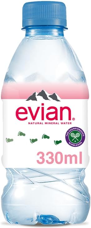 Evian Water 330ml x 24 Bottles | Mineral Water | Still Water | Crisp Taste | Carbon Neutral | Recycled plastic