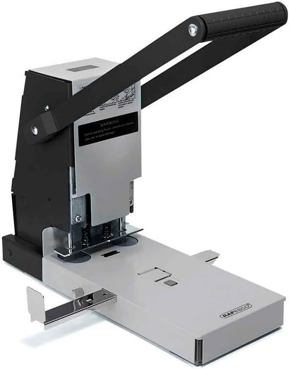 Rapesco PF2160A1 2160 Heavy Duty Metal 2-Hole Punch, 300 Sheet Capacity, Black/Silver
