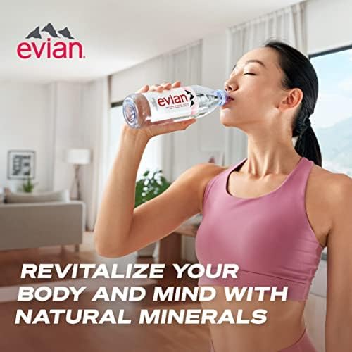 Evian Natural Spring Mineral Rich Water Bottle, 24 X 500 ml
