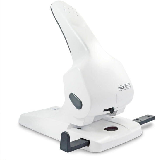 Rapesco 1383 High-Capacity Zero-65 Metal 2-Hole Punch, 65 Sheet Capacity, White