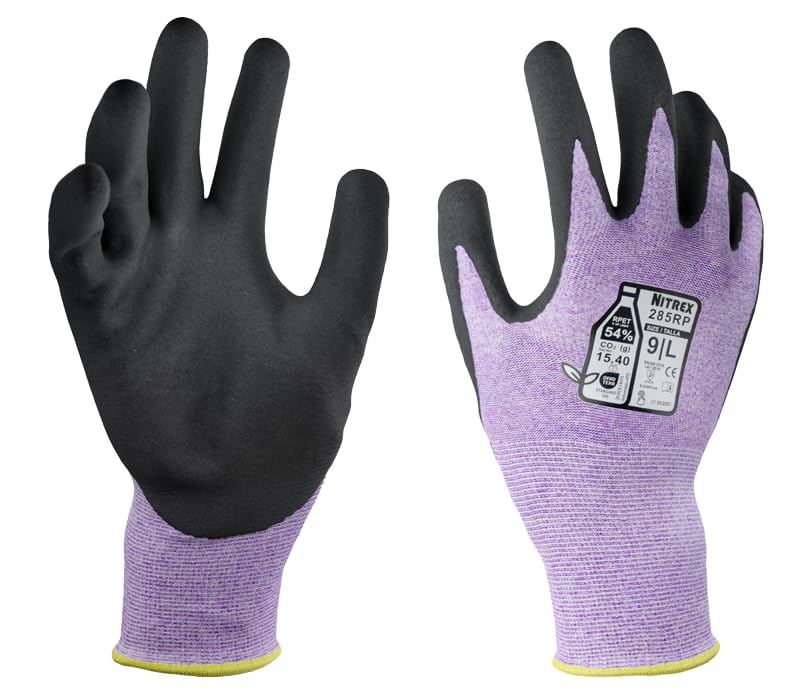 NITREX 285RP 5 Pairs of Work Safety Gloves with NitreGrip® Technology, Sandy Nitrile Palm Coated, Touchscreen Gloves, Size 6, Extra Small