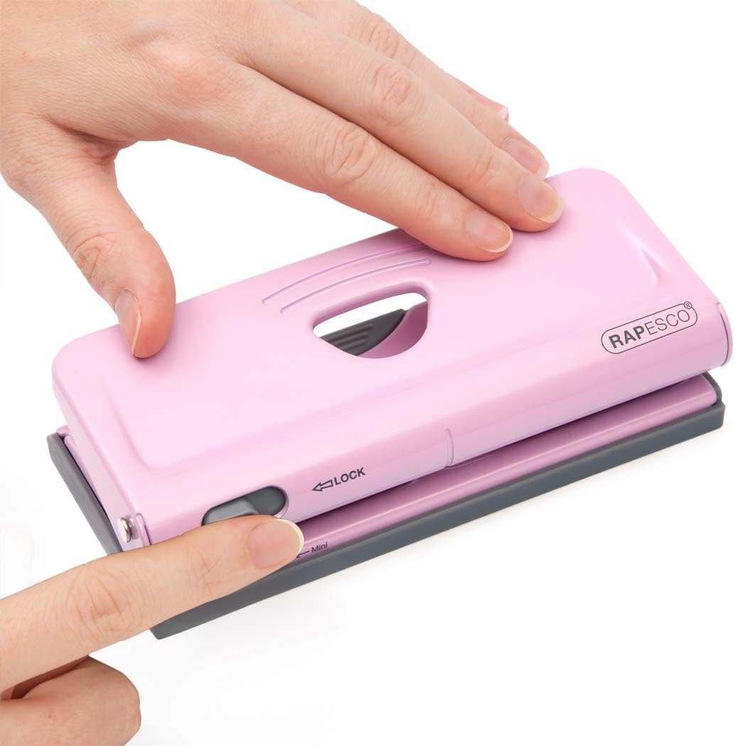 Rapesco 1322 Adjustable 6-Hole Organiser/Diary Punch, 10 Sheet Capacity, Candy Pink