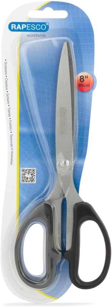 Rapesco CS0205B1 Essential 21cm Stainless Steel Scissors, Black