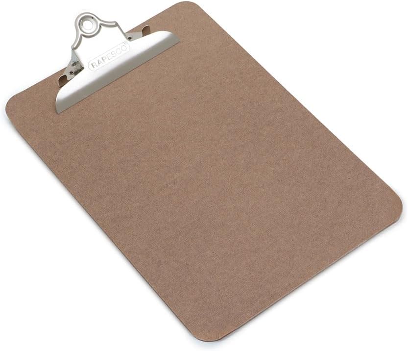 Rapesco 1402 Heavy Duty Hardboard Clipboard, A5, Brown