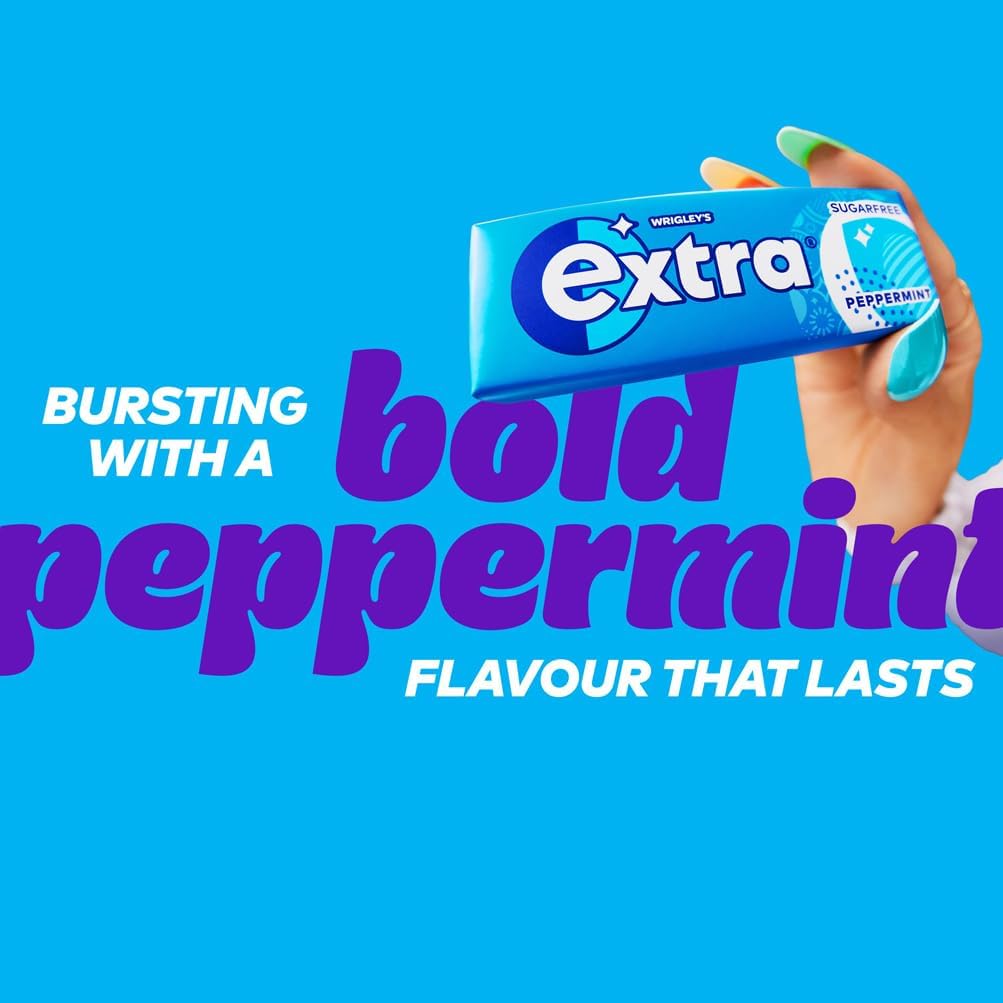 Wrigley's Extra Chewing Gum, Peppermint Flavour, 30 Packs of 10 Pieces, Sugar Free Chewing Gum Bulk Pack with Xylitol (300 pieces)