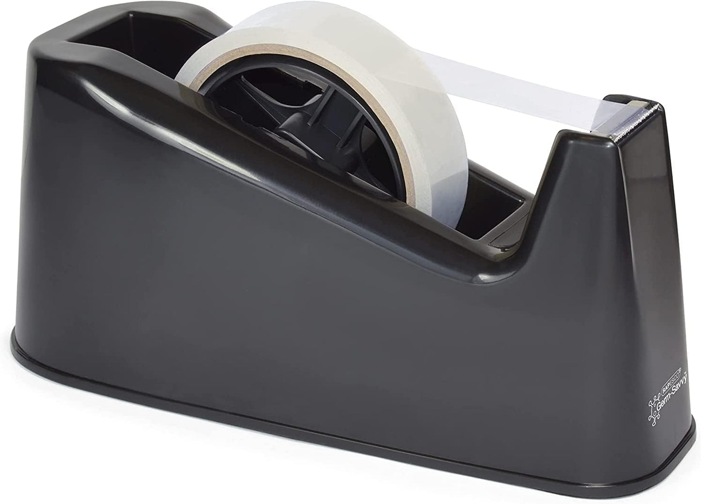 Rapesco 1540 Germ-Savvy Antibacterial, 500 Heavy Duty Tape Dispenser with 2 Tape Rolls, Black