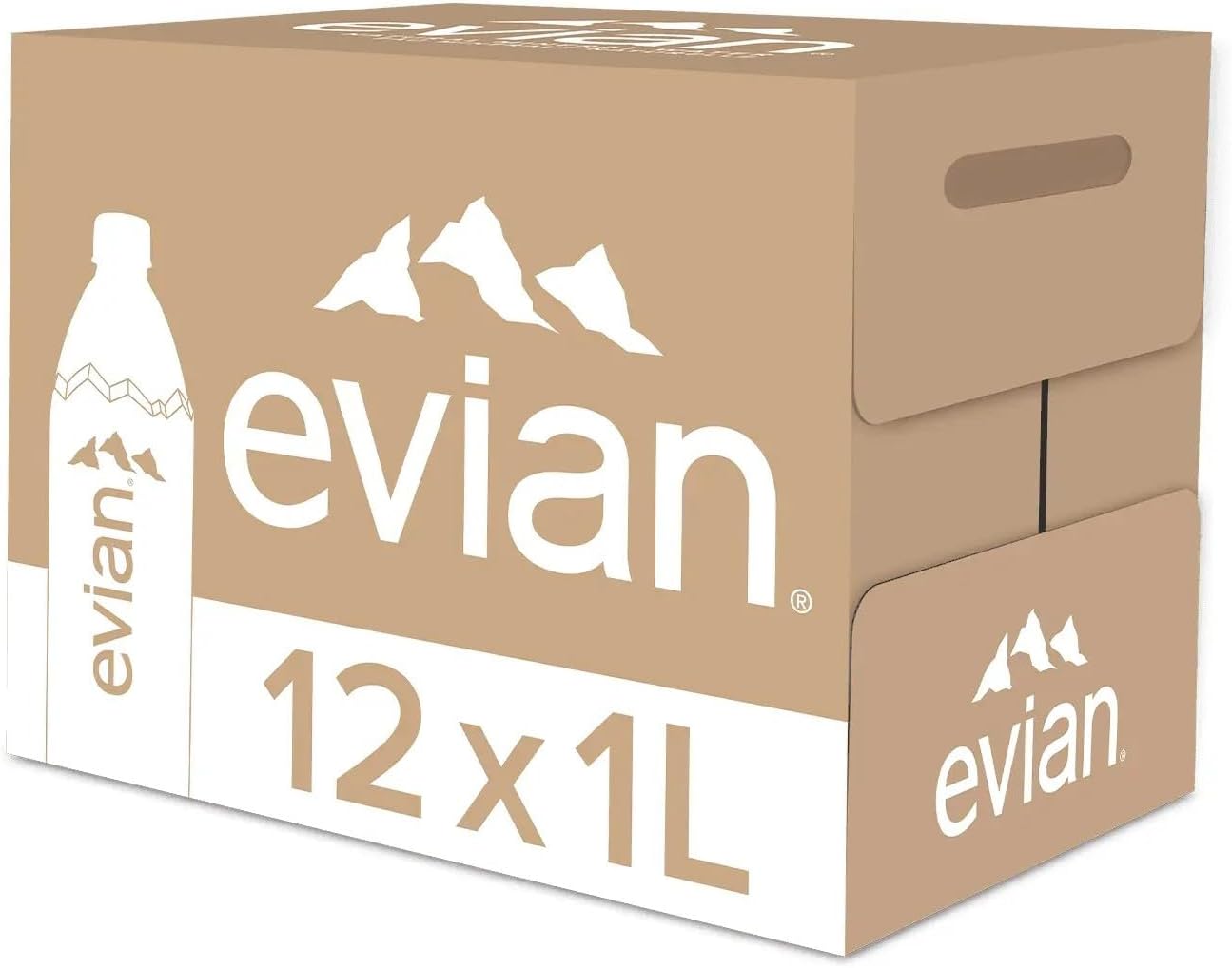 Evian Still Mineral Water, 12 x 1 Litre