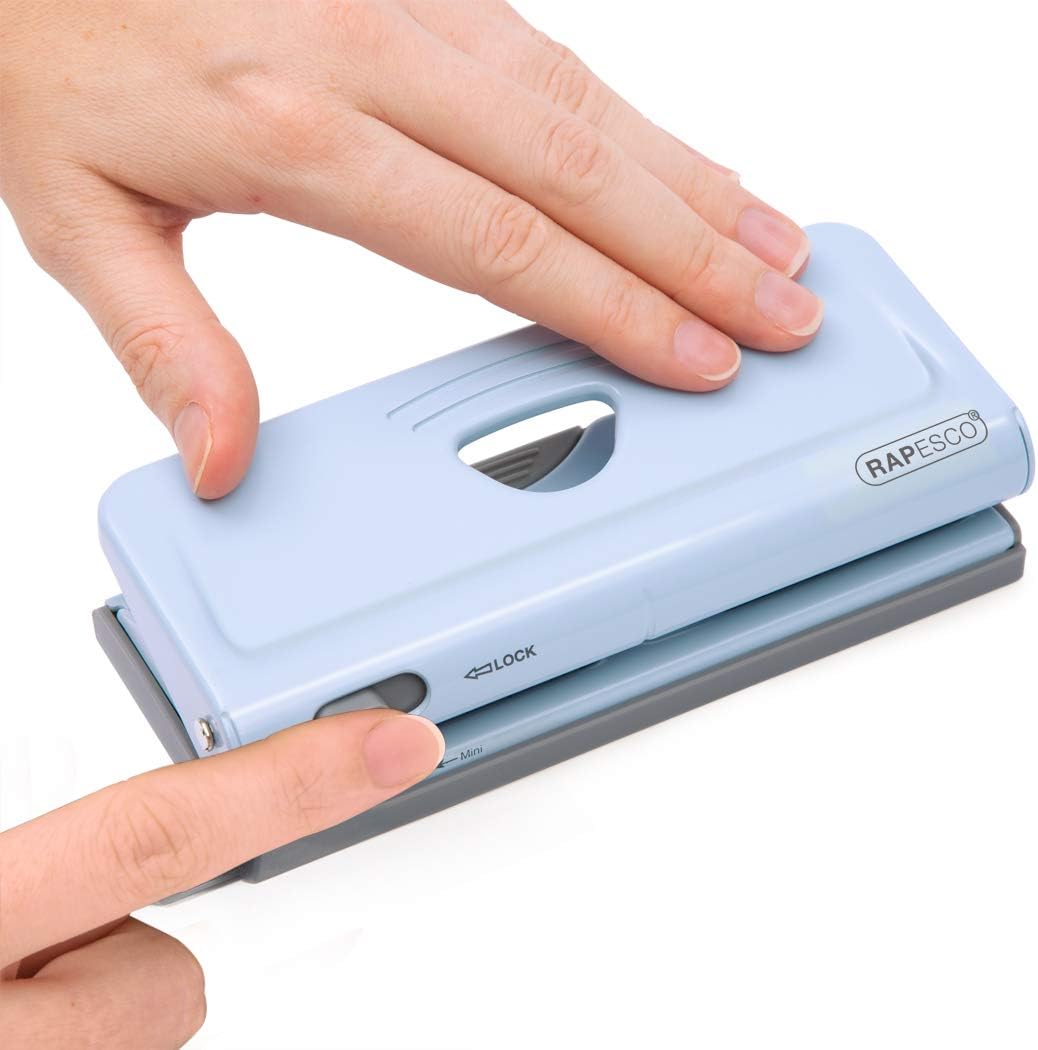 Rapesco 1323 Adjustable 6-Hole Organiser/Diary Punch, 10 Sheet Capacity, Powder Blue