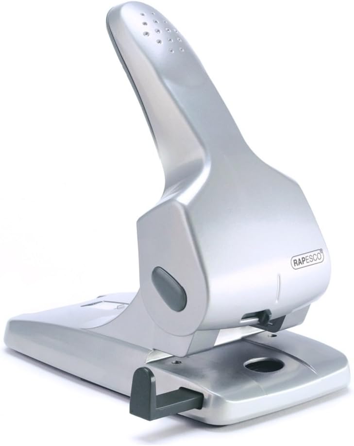 Rapesco 0732 High-Capacity Zero-65 Metal 2-Hole Punch, 65 Sheet Capacity, Silver