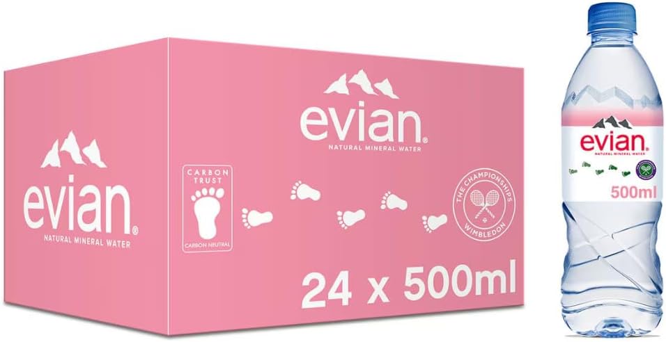 E-vian water | Natural Mineral-Rich Water from the French Alps | Refreshing Hydration On-the-Go | 500ML Bottle | Pack of 24 | Whole Case