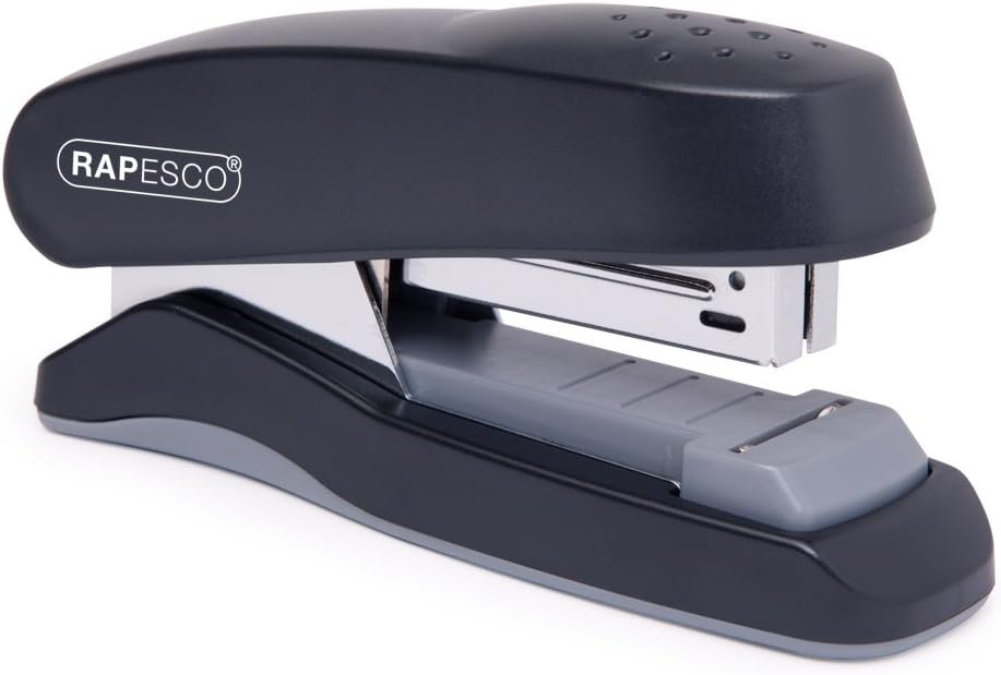 Rapesco 1064 Flat Clinch Heavy Duty Half Strip Stapler, 25 Sheet Capacity, Black