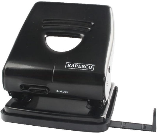 Rapesco PF88A0B1 Retro Heavy Duty 2-Hole Punch, 35 Sheet Capacity, Black
