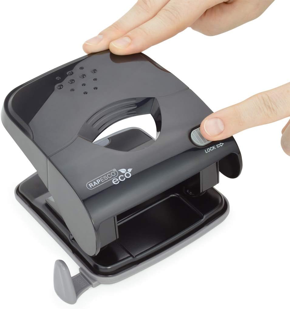Rapesco 1523 ECO X5-30ps Less Effort 2 Hole Punch, 30 Sheet Capacity, Black