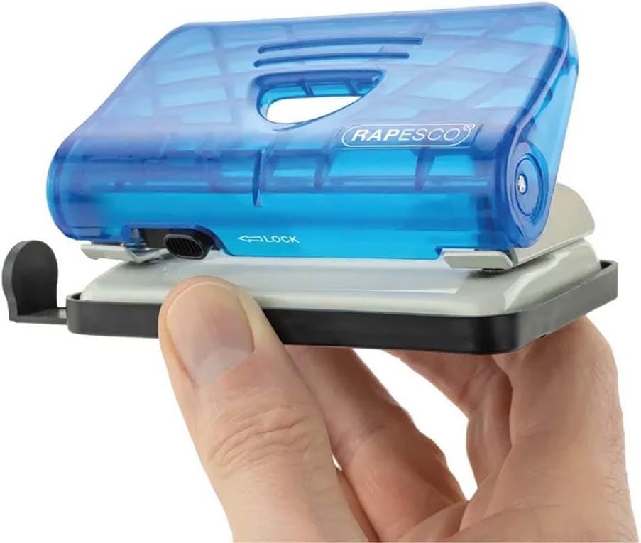 Rapesco 1719 Bug Stapler and 810-P 2-Hole Punch Set with 1000 26/6mm Staples, Transparent Blue