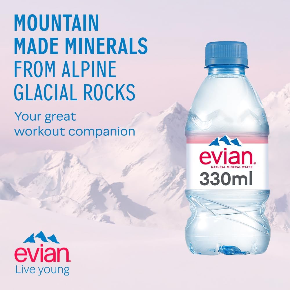 Evian Still Natural Mineral Water, 12 x 330 ml