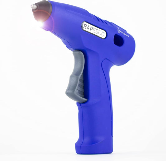 Rapesco 1635 Germ-Savvy Antibacterial, G4-7 USB Cordless Hot Melt Glue Gun with Integrated 4V Lithium-Ion Battery, Blue