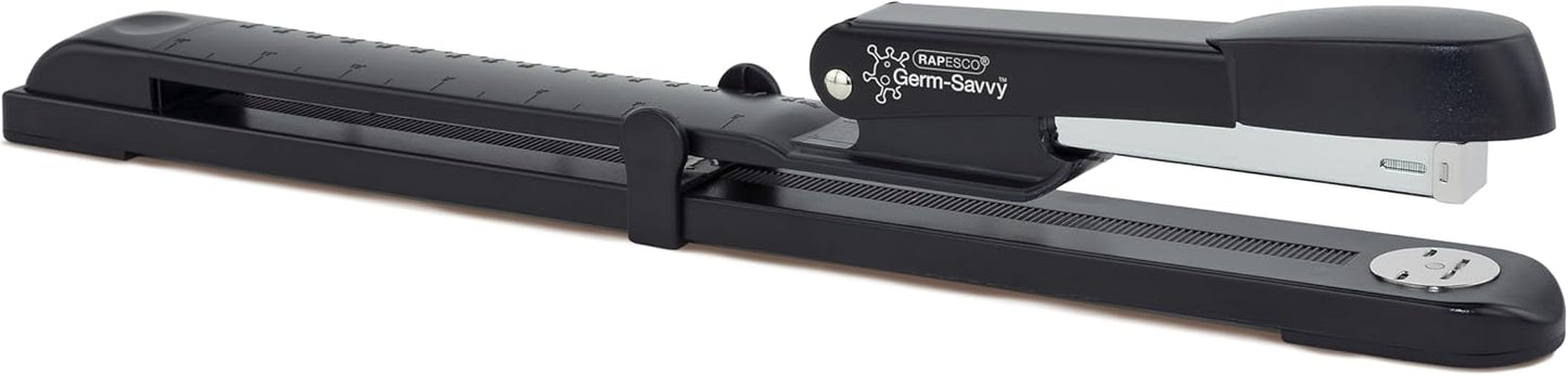 Rapesco A590FBA3 Germ-Savvy Antibacterial, Marlin Long Arm Stapler, Black