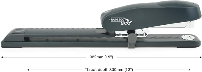Rapesco 1281 ECO 790 Heavy Duty Long Arm Stapler with 10,000 26/8 mm Staples, 50 Sheet Capacity, Charcoal