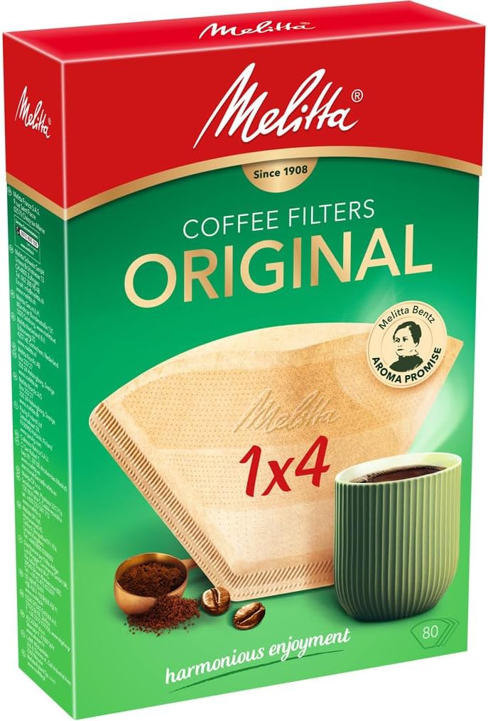 Melitta Original Coffee Filters, 80 per Box, Size 1x4, For Filter Coffee Machines, Natural Brown