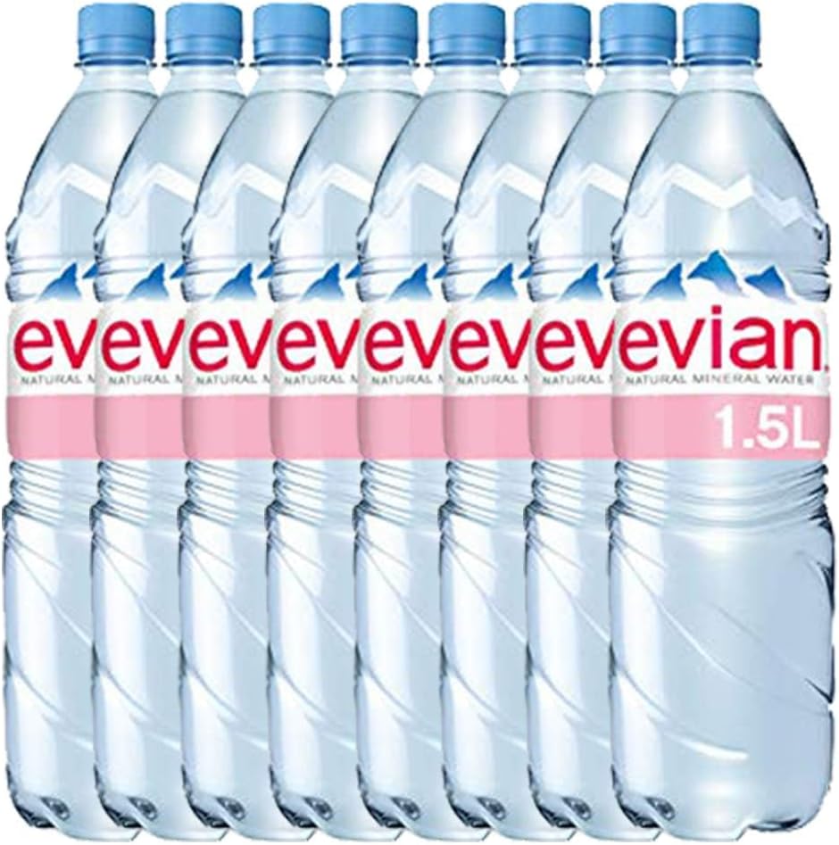 Evian Natural Spring Mineral Water, 1.5L (8 Pack) | Pure and crisp taste | Rich in Essential Minerals | Sustainable, Recyclable Plastic Bottles | Naturally Filtered | Refreshing & Eco-Friendly