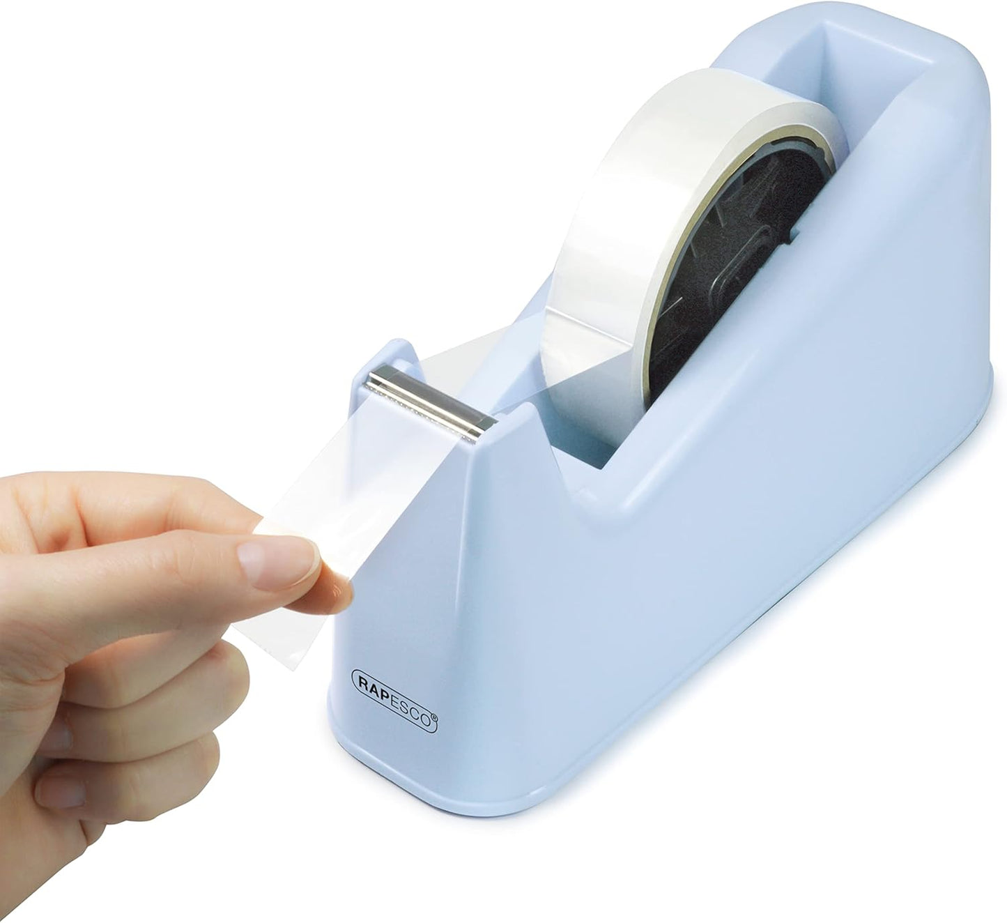 Rapesco 1488 500 Heavy Duty Tape Dispenser with 2 Tape Rolls, Powder Blue