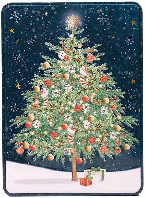 Farmhouse Luxury Salted Caramel Biscuits in Christmas Tree Retangle Gift Tin - 400 Grams, Perfect for Gifting | Merry Christmas Biscuits | Mothers day, Fathers Day, Christmas Day, All Occassions