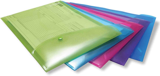 Rapesco 0698 Portrait Popper Wallet, A4+, Bright Transparent Colours, Pack of 5
