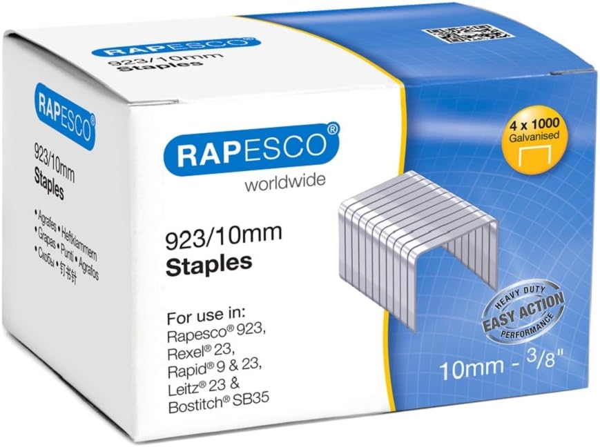 Rapesco S92310Z3 923/10 mm Galvanised Staples, Type 23, Box of 4000