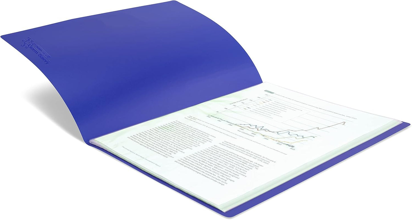 Rapesco 1673 Presentation Folder with Antibacterial Protection, 20 Pockets, A4, Blue, Pack of 2