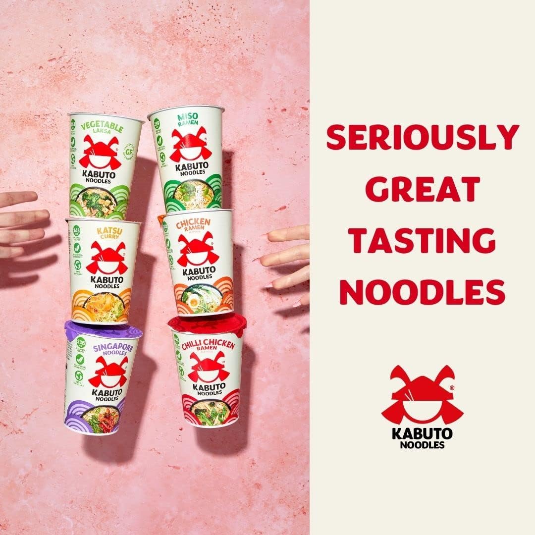 Kabuto Noodles | Chicken Ramen Flavour Instant Noodles | Pack of 6 x 65g Instant Pots