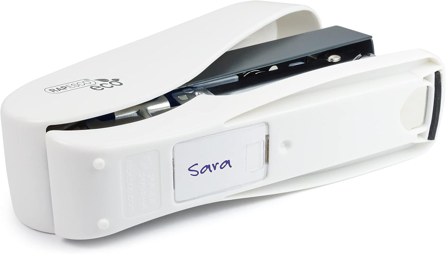 Rapesco 1467 Germ-Savvy Antibacterial, ECO Luna Less Effort Stapler with 2000 Staples, 50 Sheet Capacity, Soft White