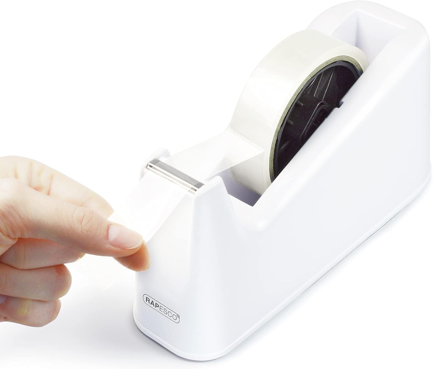 Rapesco 1486 500 Heavy Duty Tape Dispenser with 2 Tape Rolls, White