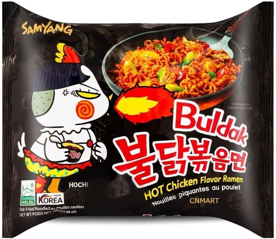 CNMART Korean SY Hot Chicken Ramen Dried Buldak Noodles Bundle Halal 140g (Pack of 10)