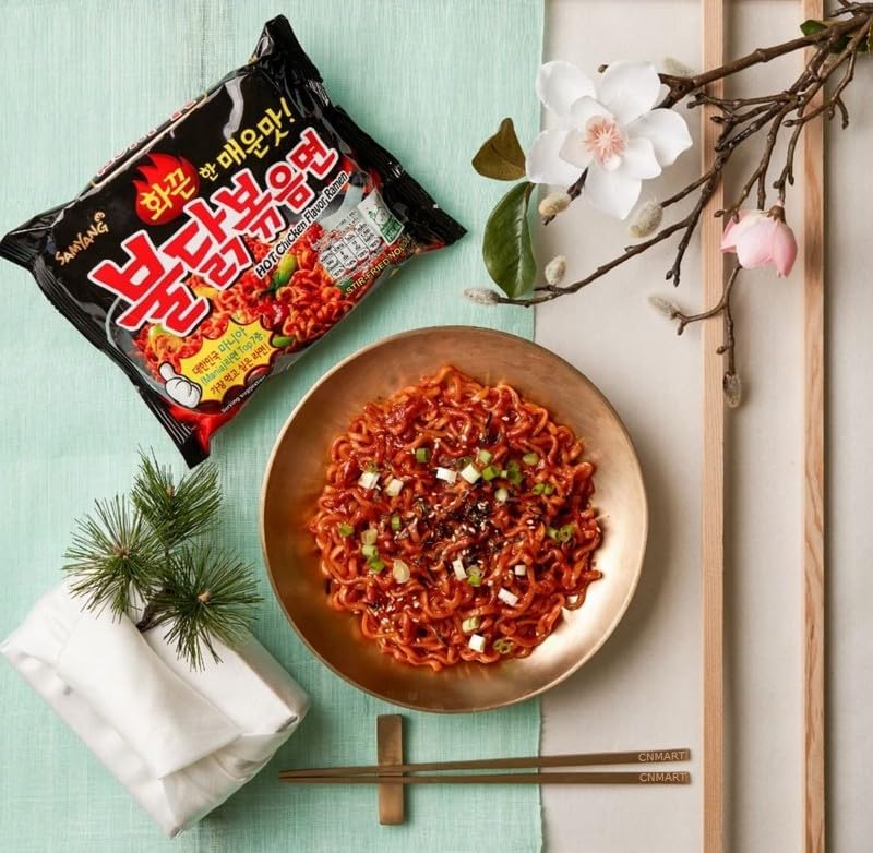 CNMART Korean SY Hot Chicken Ramen Dried Buldak Noodles Bundle Halal 140g (Pack of 10)