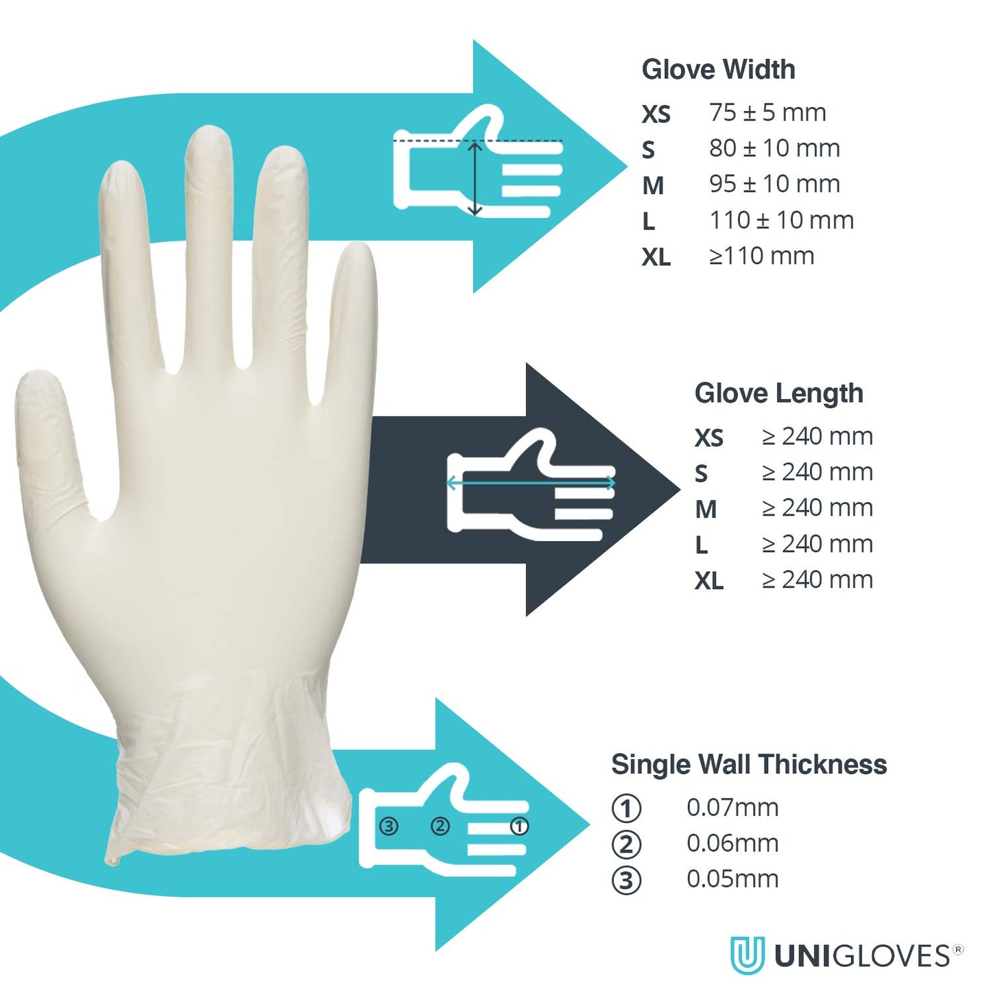Unigloves Unicare Stretch Vinyl GS0132-A Examination - Multipurpose, Stretch Vinyl Disposable Gloves, Box of 100 Gloves, Natural, Small