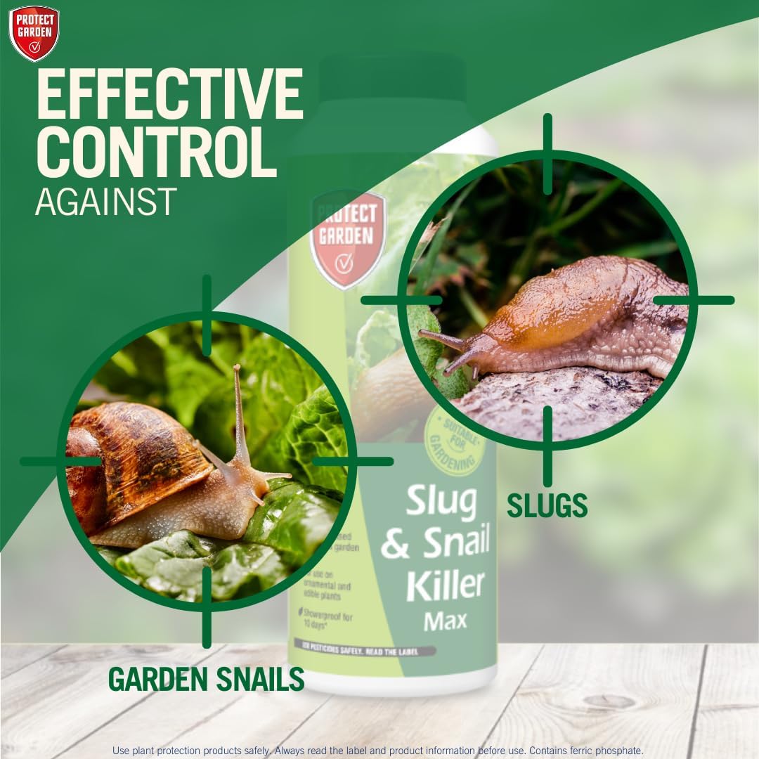 PROTECT GARDEN 86601082 Slug & Snail Killer Max, 800G - Powerful Slug Killer Pellets - for Protecting Ornamental Plants and Garden Vegetables - Snail Repellant - Approved for Organic Gardening