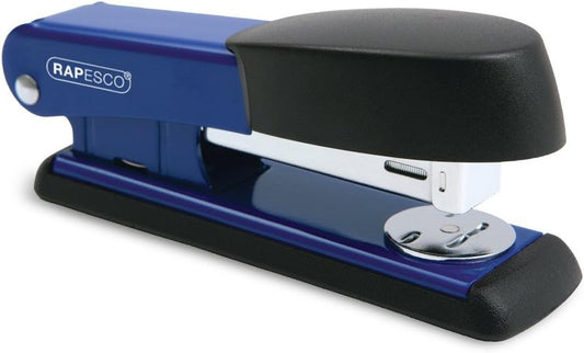 Rapesco R53500L2 Bowfin Half-Strip Stapler, 25-Sheet Capacity, Blue
