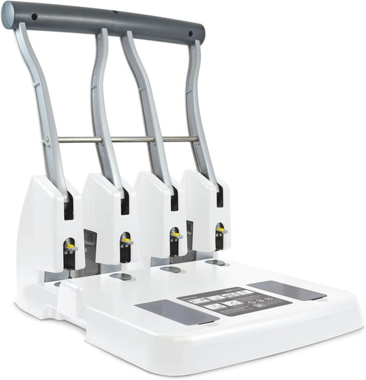 Rapesco 1407 ECO P4400 High Capacity/Heavy Duty 4-Hole Punch, Soft White, 150 Sheets