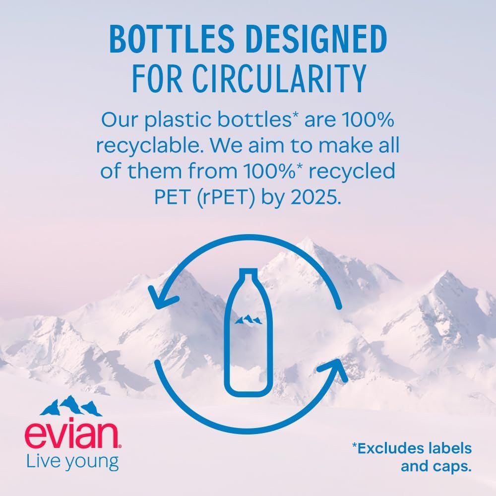 E-vian water | Natural Mineral-Rich Water from the French Alps | Refreshing Hydration On-the-Go | 500ML Bottle | Pack of 24 | Whole Case